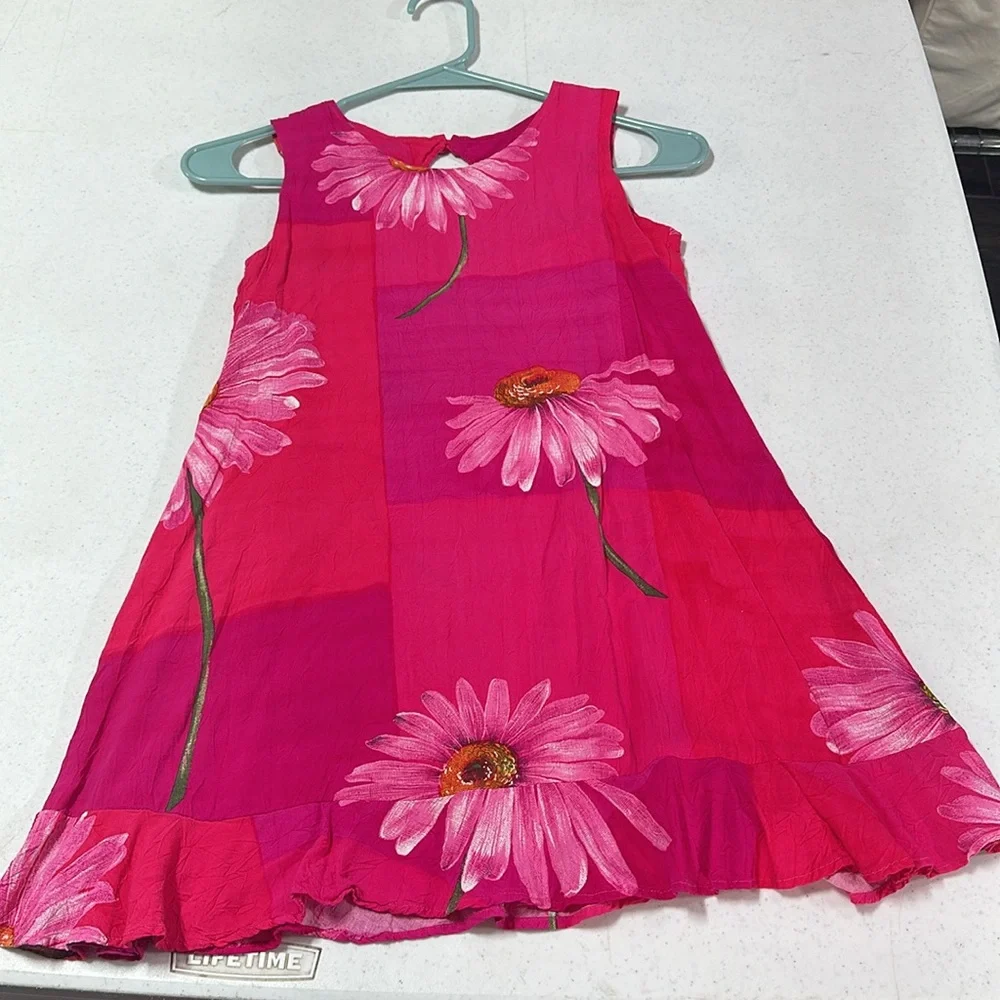 JAMS WORLD Kasana pink floral Hawaiian dress Girls Size Medium Vintage USA